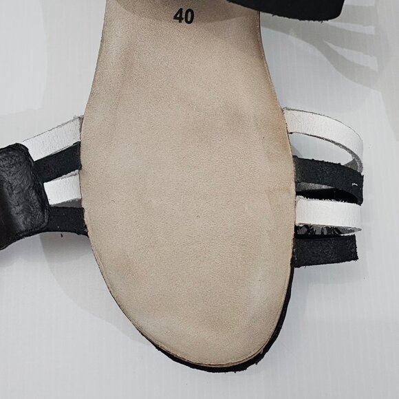 Mephisto Lucia Sandal Platform Wedge Black White Leather Cork EU Size 40 - Picture 8 of 12